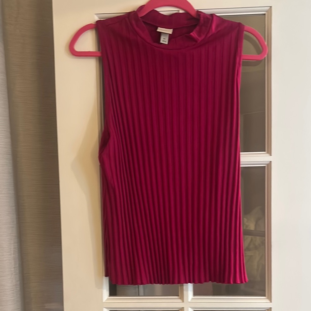 A new day fuschia Ribbed Tank Top with High Neckline